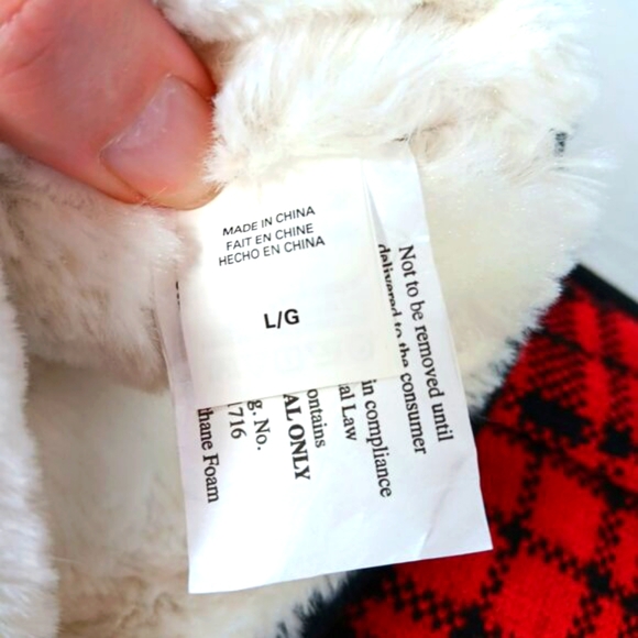 La Senza NWOT Red Black Plaid Faux Fur Lined Bootie Slippers Women's Size L - Picture 2 of 16